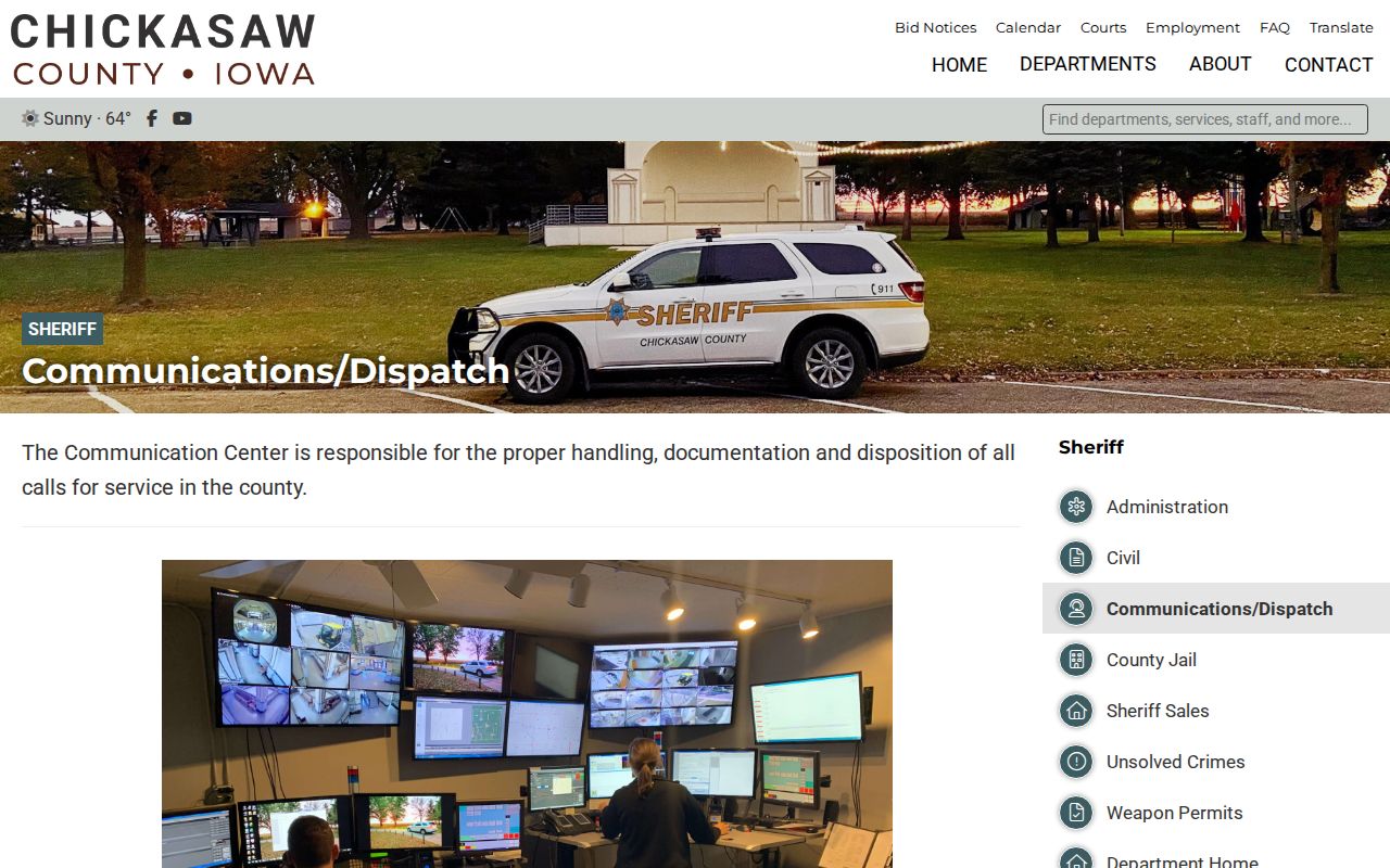 Chickasaw County arrest records communications and dispatch page