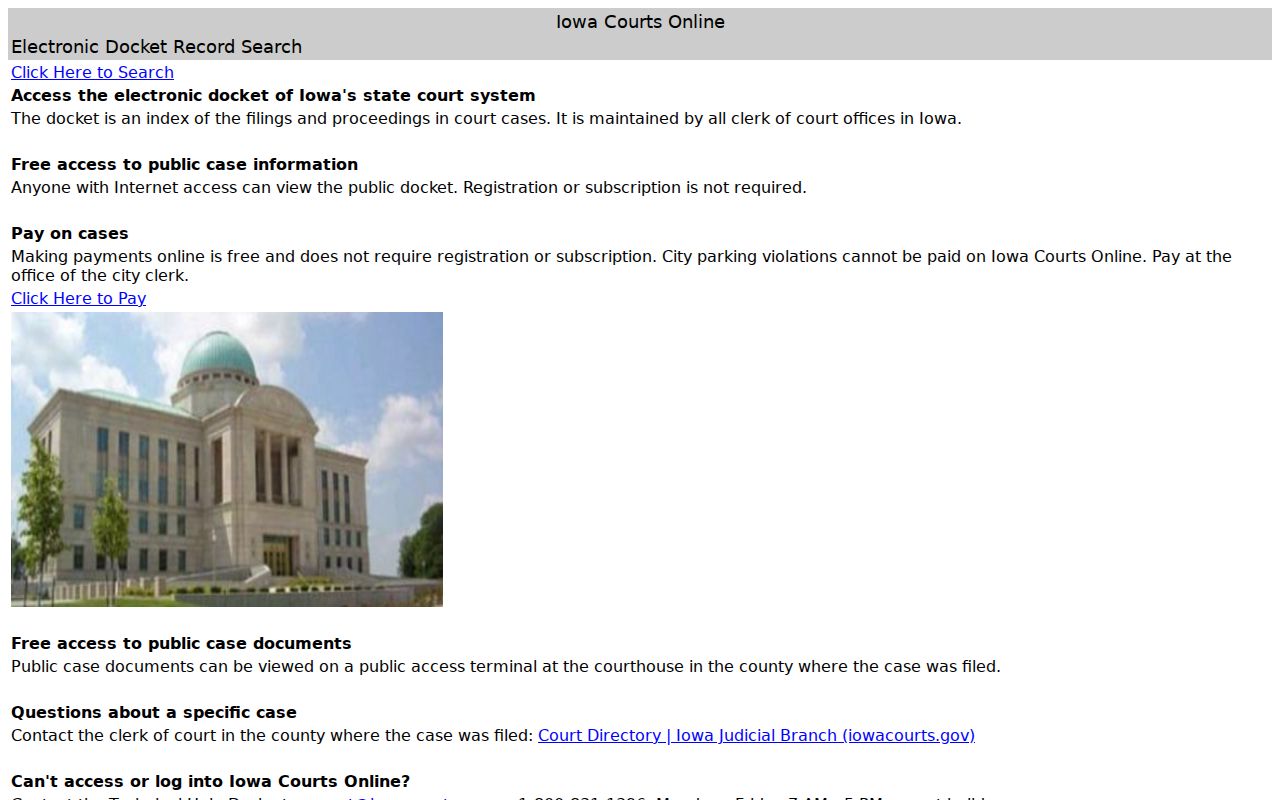Iowa Courts Online search for Chickasaw County criminal court cases