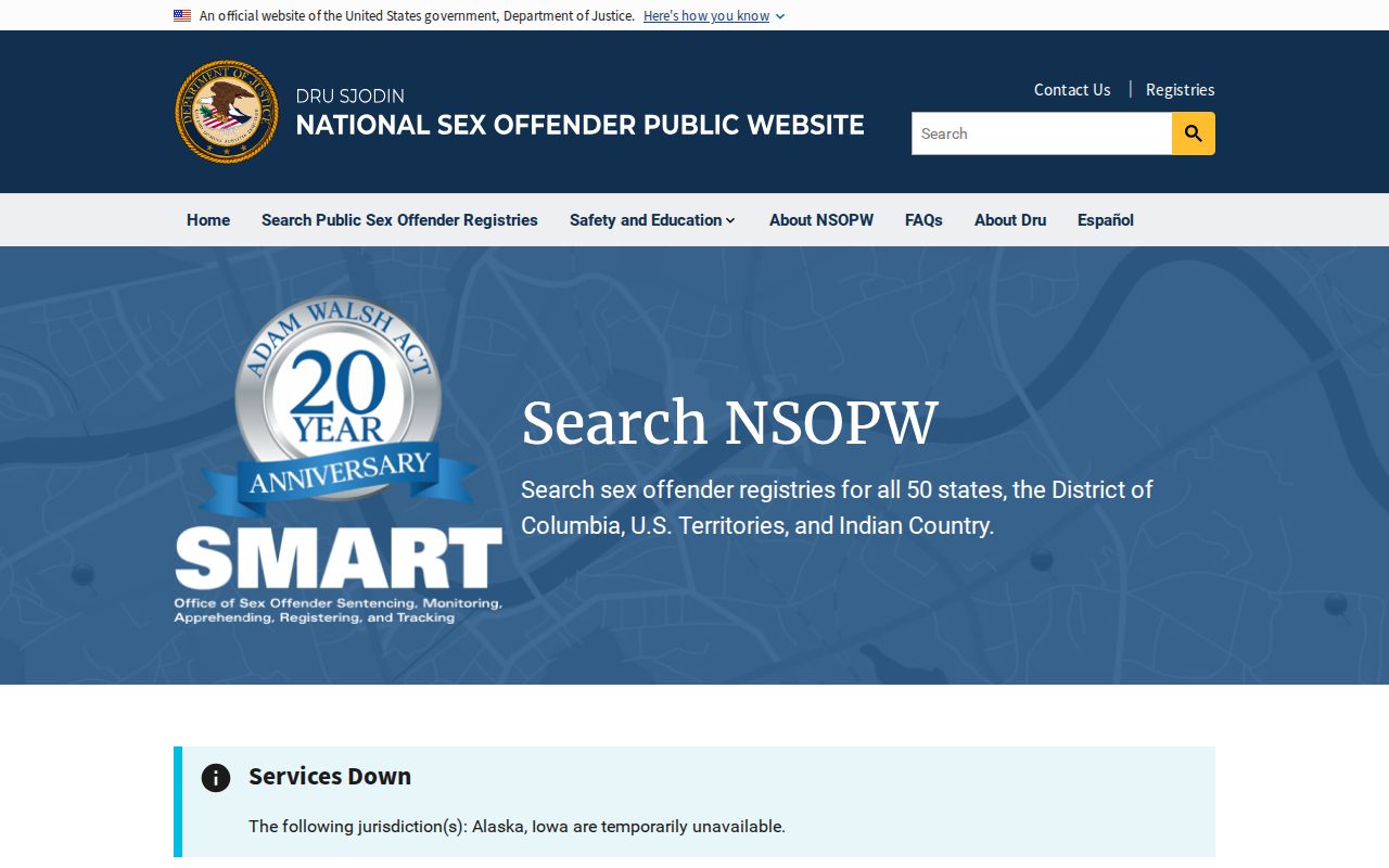 National registry search for a Chickasaw County sex offender check