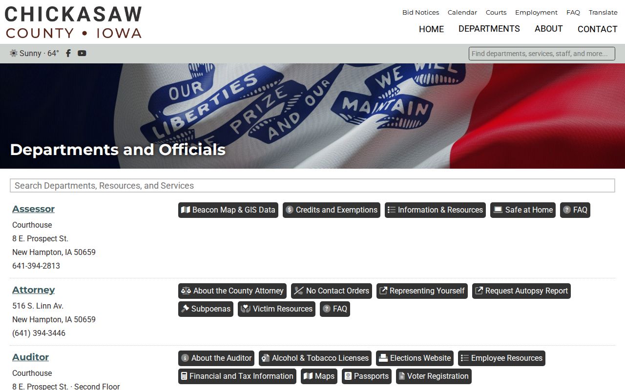 Chickasaw County criminal record department directory