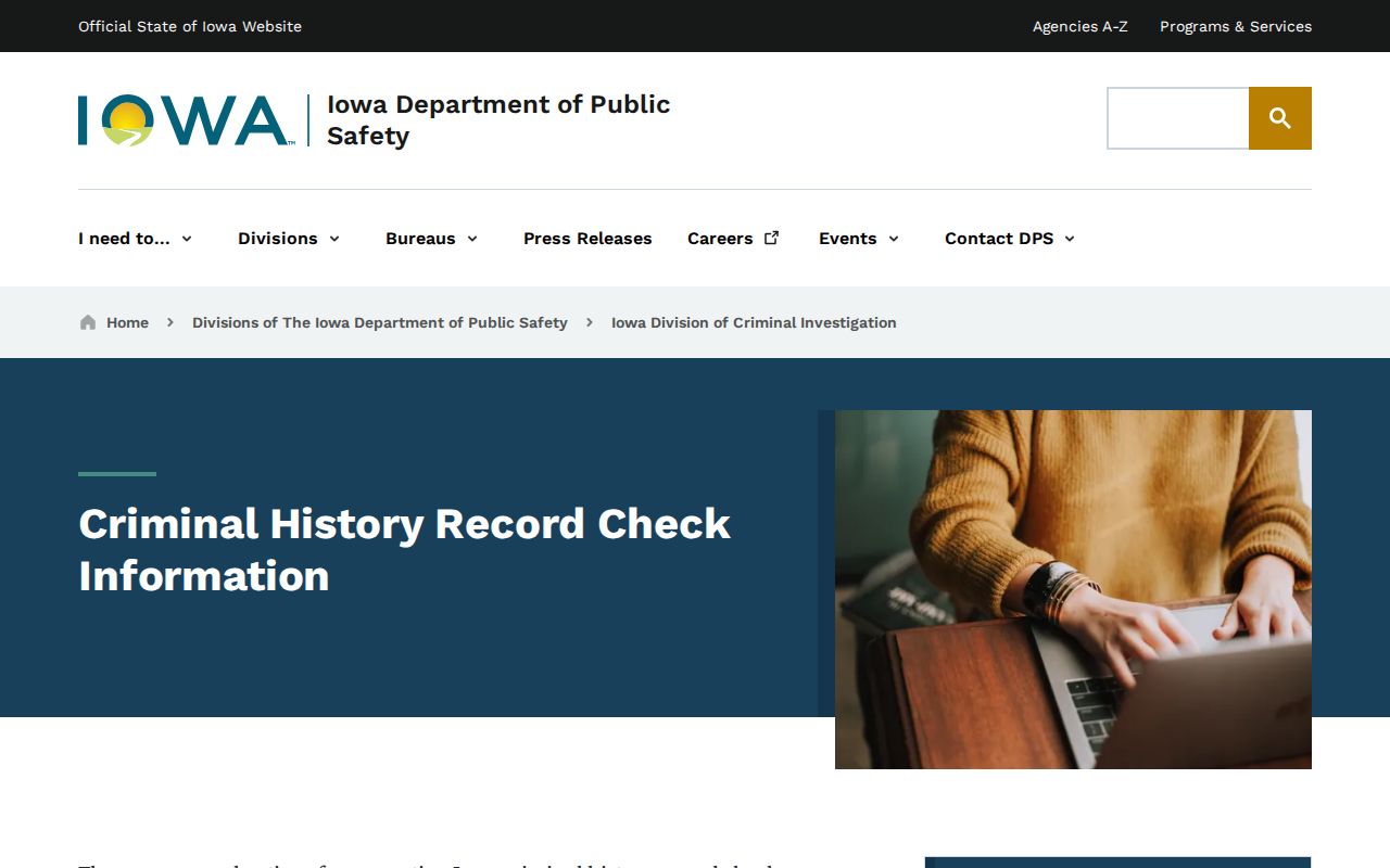 Chickasaw County criminal history DCI record check information